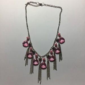 Pink heart charmed necklace